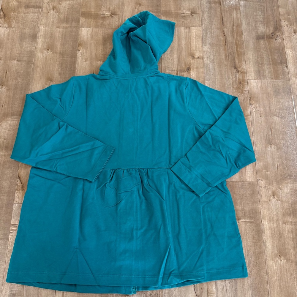NEW Sport Savvy Jacket Hooded‎ Button Women 2XL Rich Teal Lace Stretch Baby Doll - Picture 4 of 7